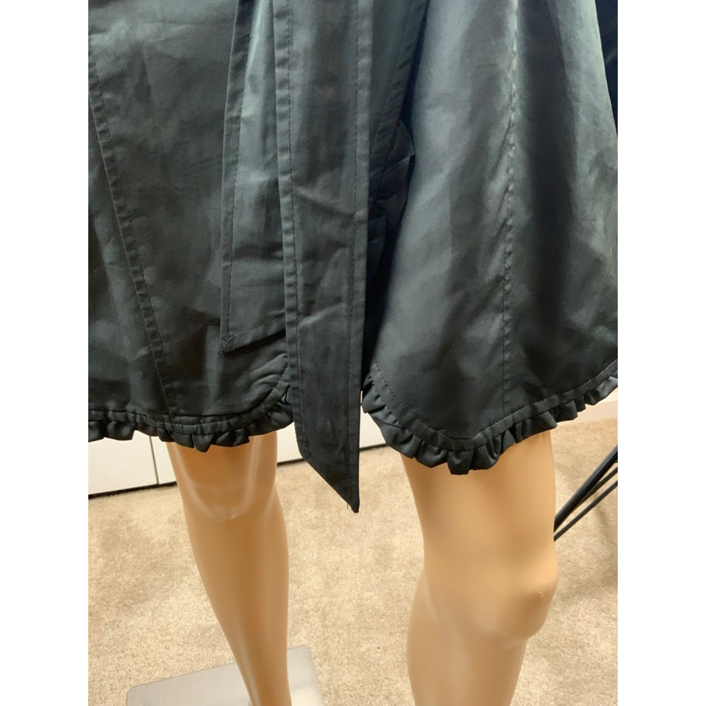 Beverly Hills Polo Club Womens Black Trench Coat Lg Belted Waist Ruffled Design - Picture 5 of 16